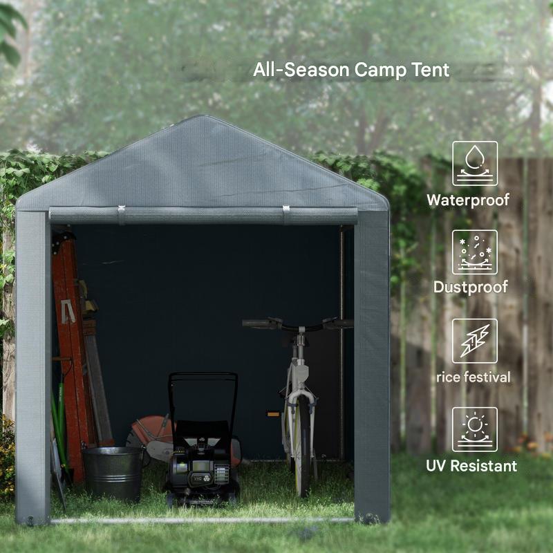 Opslagschuur – Tuinschuur – Gereedschapsschuur – Tuinhuis – Berging – Extra Groot Formaat 160x218x172 cm – Gegalvaniseerd Stalen Frame Met Vloer
