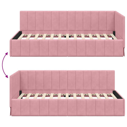 Bedframe – Bedombouw – Slaapbank – Bedbodem – Ledikant – Donkergroen Fluweel – Gefineerd Hout 100x200 cm