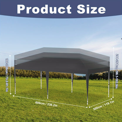 Pop-up Partytent – Vouwtent – Buiten Tent – Schaduwdoek – Partytent Antraciet – 6x3 Meter – Verstelbare Hoogte