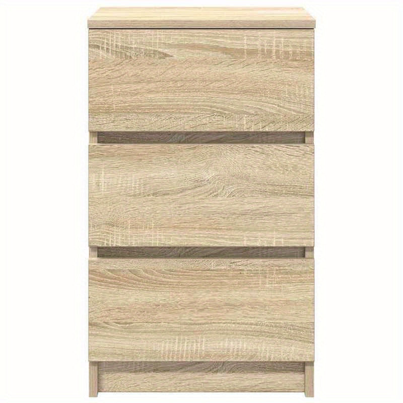 Nachtkastje – Bijzettafel – Nachtkast – Ladekastje – Opbergkast – Set van 2 – 3 Lades – Massief Eikenhout – Compact 39x35x65 cm