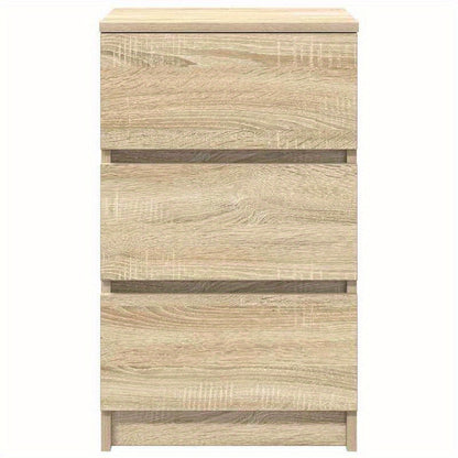 Nachtkastje – Bijzettafel – Nachtkast – Ladekastje – Opbergkast – Set van 2 – 3 Lades – Massief Eikenhout – Compact 39x35x65 cm