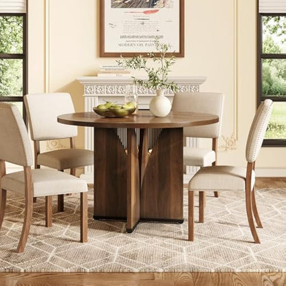 Ronde Eettafel – Keukentafel – Dinertafel – Tafel Voor 4 – Eetkamertafel – Industrieel Design – 120 cm Diameter – Robuust MDF Met X-Poot