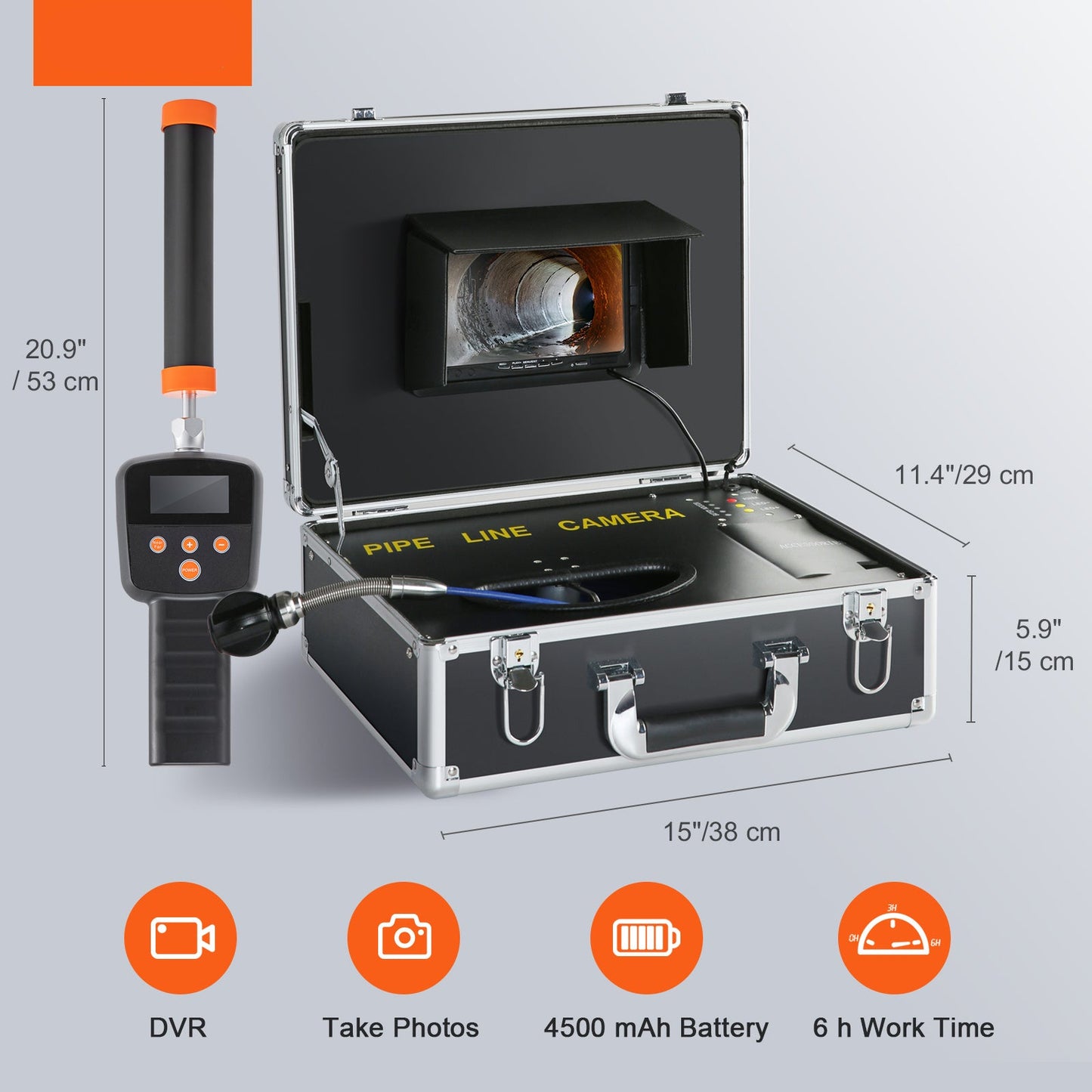 Rioleringscamera – Pijpinspectiecamera – Inspectiecamera – Rioolcamera – Endoscoop – 7 Inch LCD Scherm – 30 Meter Semi-Starre Kabel