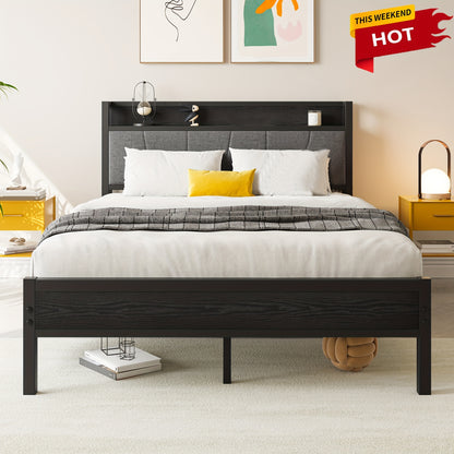 Bedframe – Bed – Eenpersoonsbed – Tweepersoonsbed – Metalen Bed – 140x200 cm – Stevig Zwart Metaal – Inclusief Spiraalbodem