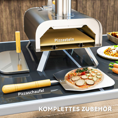 Outdoor Pizza Oven – Mobiele Pizza Oven – Draagbare Pizza Oven – Buitenoven – Pizza Grill – Roestvrij Staal – Inklapbare Poten – Pizzasteen & Schoorsteen