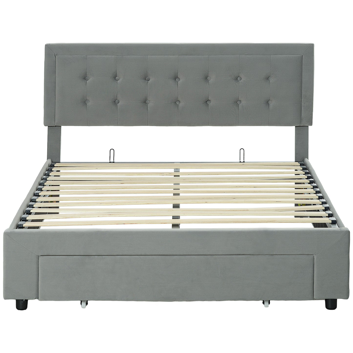 Bedframe – Tweepersoonsbed – Platformbed – Opbergbed – Bedbank – Hydraulische Lift – Verstelbaar Hoofdbord Fluweel – 140x200 cm