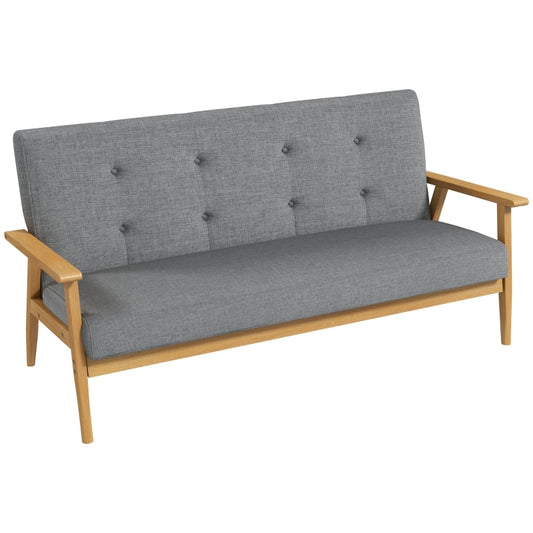 Driezitsbank – Sofa – Bank – Zitbank – Driepersoonsbank – Donkergrijs – Vintage Design – Comfortabele Schuimkussens – Stevige Duurzame Constructie
