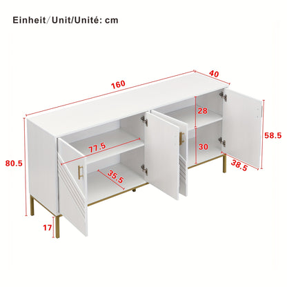 Dressoir – Opbergkast – Sideboard – Buffetkast – Kast – Modern Design – MDF Met Metalen Poten – Vier Deuren Met Verstelbare Planken