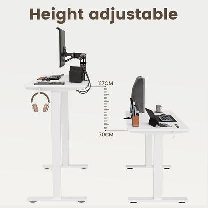 White Modular Height Adjustable Desk, Electric Adjustment, Height Memory Function, Ultra-Sturdy Steel Frame, Suitable for Office And Home