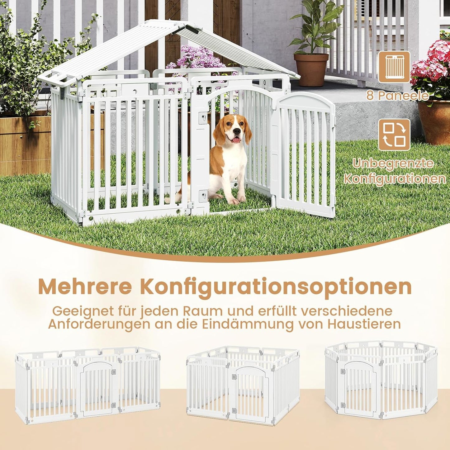 Hondenren – Puppyren – Hondenkennel – Hondenbench – Dierenren – 8 Panelen – Opvouwbaar & Lichtgewicht – Veilig Met Deur En Slot