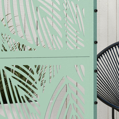 Tuinscherm – Privacyscherm – Schutting – Tuinafscheiding – Windscherm – Groen Metalen Bladmotief – 122 x 45 x 198 cm – Duurzaam Epoxy Coating