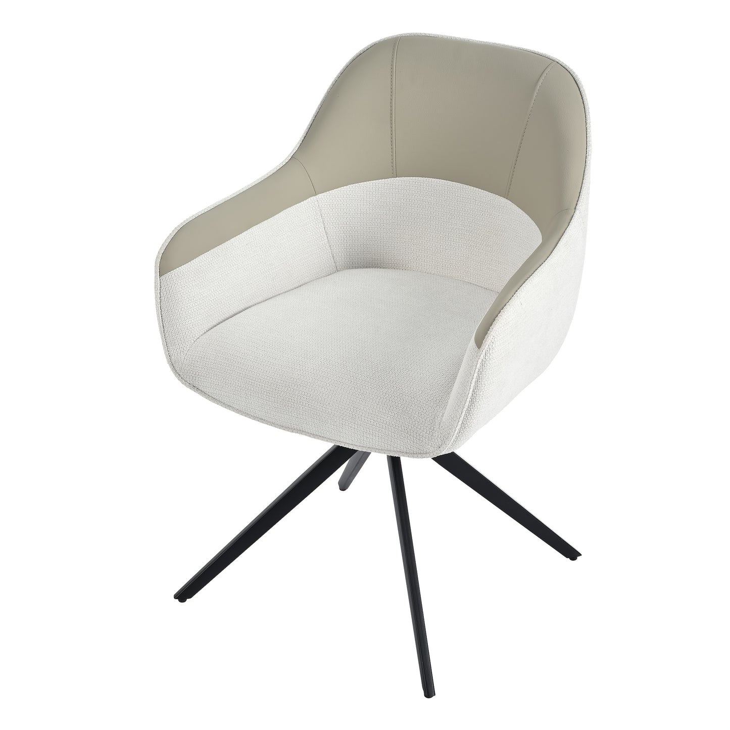 Eetkamerstoel – Draaistoel – Kuipstoel – Keukenstoel – Stoelenset 2 Stuks Beige – Kunstleer Met Memory Foam – Hoogte Verstelbare Voeten