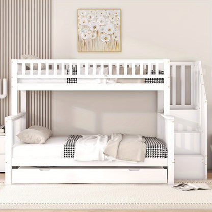 Witte Metaal Hoogslaper – Loftbed – Stapelbed – Stapelbed met Lade – Stalen Bedframe – Twin/Full 90x200 & 140x200cm – Ruimtebesparend Ontwerp – Stevig Metalen Constructie
