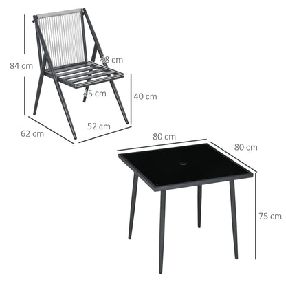 Tuinset – Tuinmeubelset – Buitenmeubelset – Terrasset – Diningset – 5-delig Met 4 Comfortabele Stoelen – Aluminium Frame Met Geharde Glazen Tafel