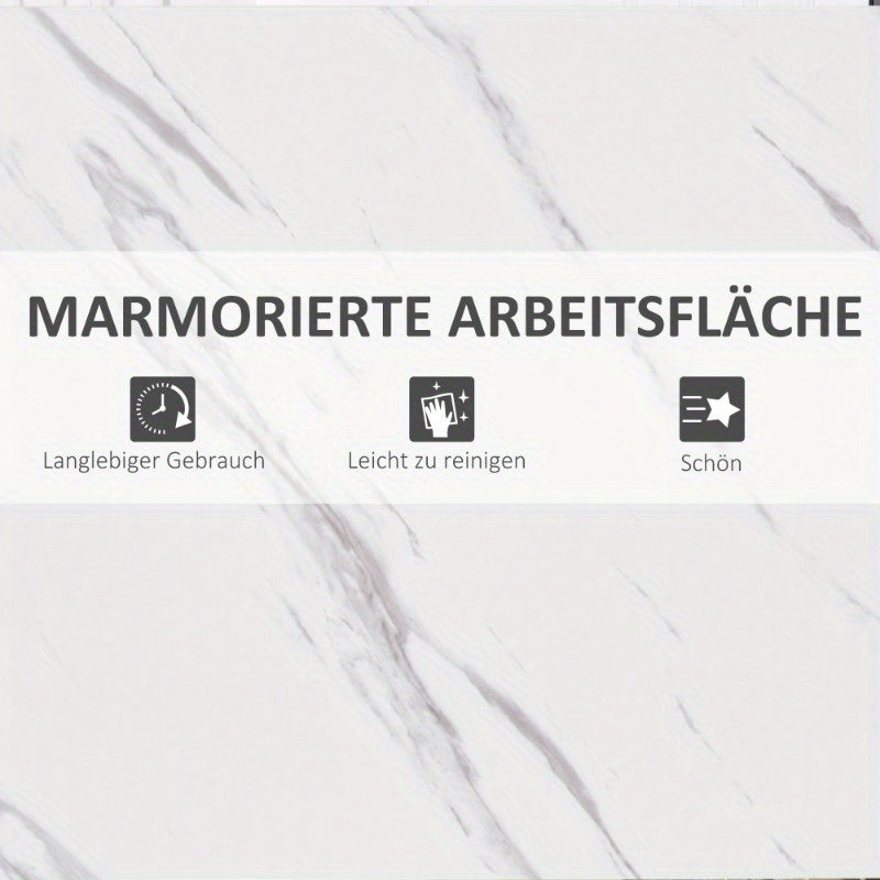 Bartafel – Bartafels – Statafel – Keukentafel – Eettafel – Verstelbare Hoogte – Marmerlook MDF Blad – Zwart Stalen Frame – 120x40x100 cm