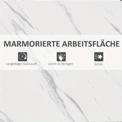Bartafel – Bartafels – Statafel – Keukentafel – Eettafel – Verstelbare Hoogte – Marmerlook MDF Blad – Zwart Stalen Frame – 120x40x100 cm