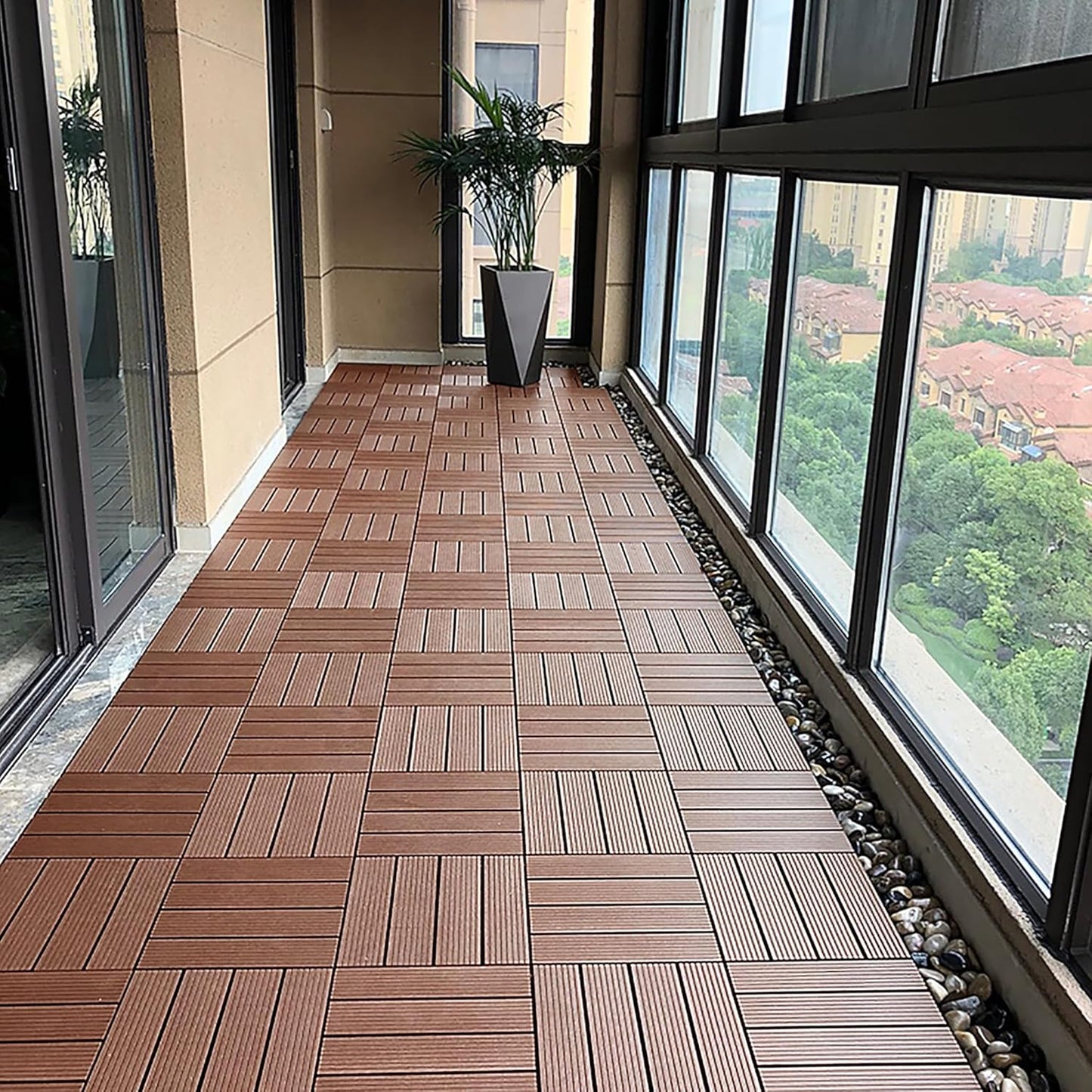 Terrastegels – Kliktegels – Balkonvloer – Patio Tegels – Buitenvloer – Lichtbruin – Duurzaam Vinyl – Eenvoudige Installatie