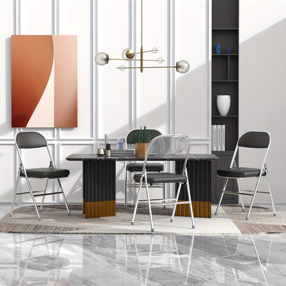 2 Dining Chairs, Space-Saving Ergonomic PU Chairs With Chrome Legs - Ideal For Offices, Conference Rooms & Training Centers [Durable & Modern Design]
