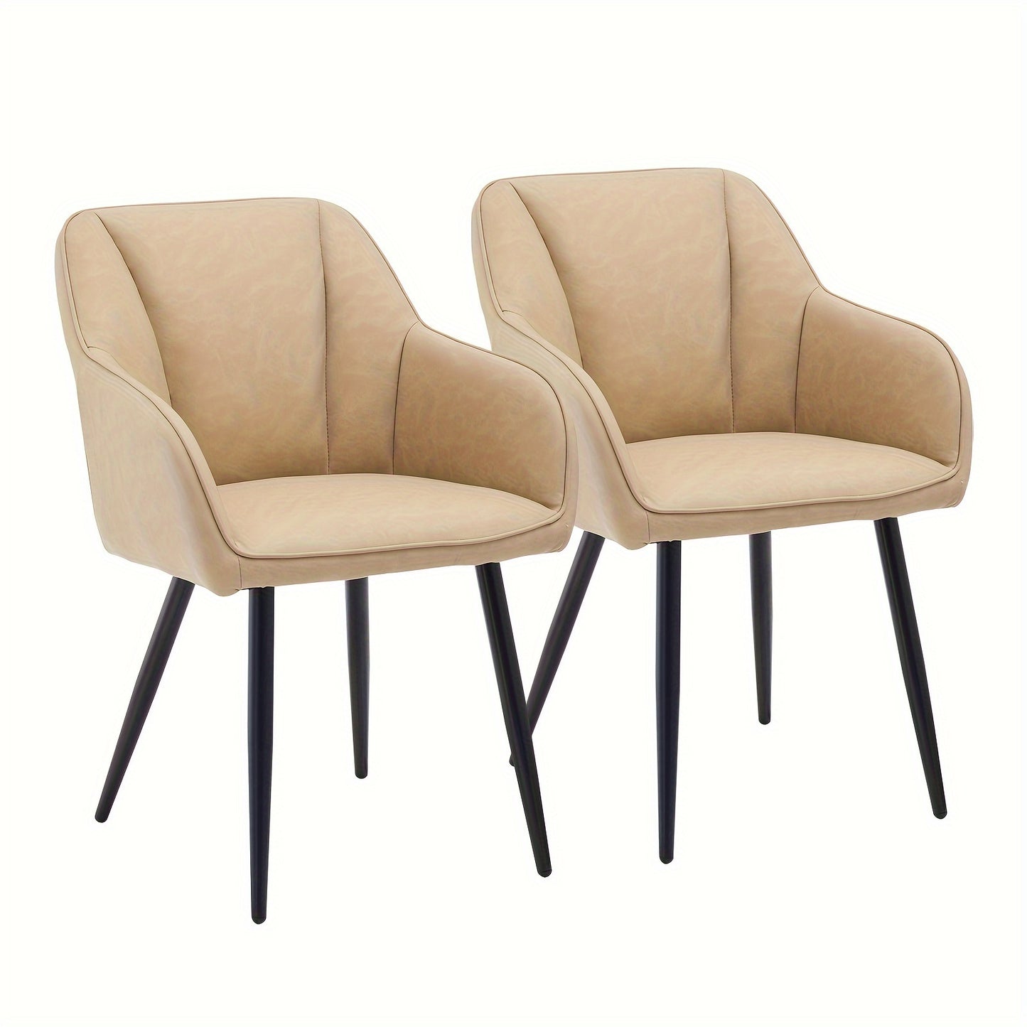 Eetkamerstoel – Stoel – Designstoel – Armstoel – Eettafelstoel – Set Van 2 – Gevuld Met Geheugenschuim – Met Stabiel Metalen Frame – Beige