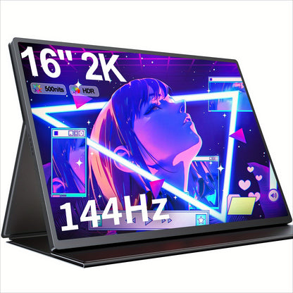 Gaming Monitor – Portable Monitor – Laptop Tweede Scherm – Extern Scherm – Draagbaar Beeldscherm – 16 Inch – 2560x1600 QHD – 144Hz Verversingssnelheid – Matte IPS Met Oogverzorging
