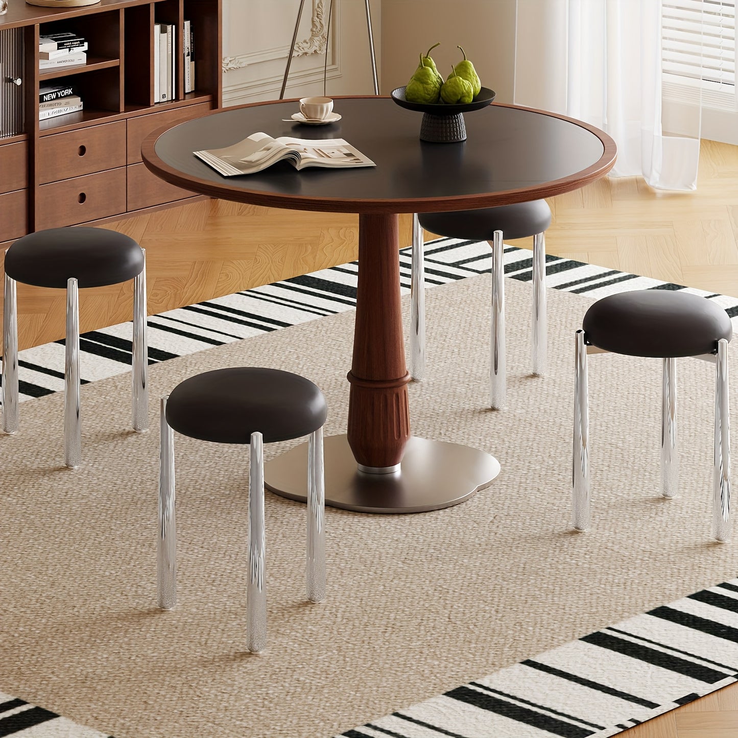 Barkrukken – Krukken – Barstoelen – Eetkamerstoelen – Stoelen – Set Van 4 – Stapelbaar – Zachte Gevoerde Zitting – Ruimtebesparend – Zwart – Zonder Armleuningen
