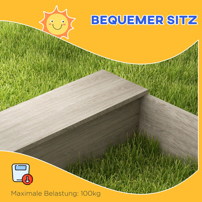 Zandbak – Zandtafel – Speelbak – Kinderen Zandspeelplek – Plantenbakken – Waterstation – Duurzaam Behandeld Hout – 154 x 80 x 60 cm – Weerbestendig Grijs
