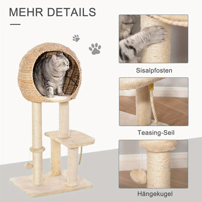 Kattenkrabpaal – Krabpaal – Krabmeubel – Kattenpaal – Kattenbed – Compact 100 cm – Duurzaam Sisalmateriaal