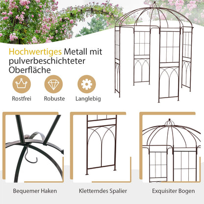 Metaal Boog – Tuinboog – Klimrek – Rozenboog – Tuintoren – Grote Oppervlakte 211x211x256 cm – Roestbestendig Bronzen Frame