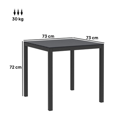 Aluminium Tuinset Tafel – Campingtafel – Buiten tafel – Balkon tafel – Buffet tafel – Zwart – Weerbestendig Aluminium – Houtlook Design 73x73 cm