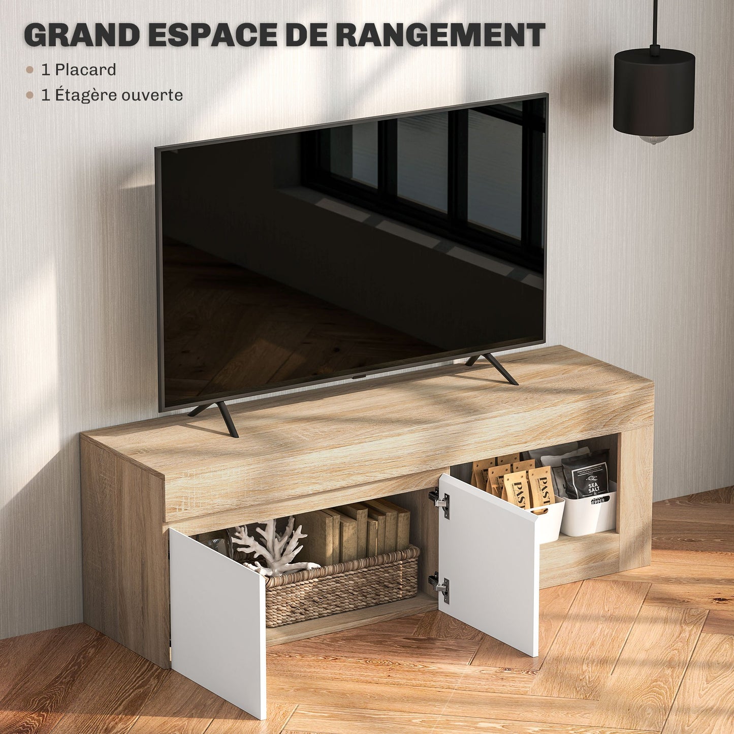 Tv Meubel – Televisiekast – Tv Kast – Mediameubel – Dressoir – Natuurlijke Houtlook – 140x40x48 cm – Zonder Elektriciteit