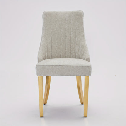 Eetkamerstoelen – Stoelen – Dining Chairs – Tuinstoelen – Keukenstoelen – Beige Met Gouden Poten – Zacht Gevoerd Zitvlak – Stevig Roestvrij Stalen Frame