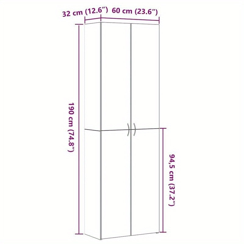 Opbergkast – Opbergmeubel – Kast – Opbergkast Voor Kantoor – Zwarte Eikenhout Composiet – 60x32x190 cm – Stijlvol En Ruim – Duurzaam En Verplaatsbaar