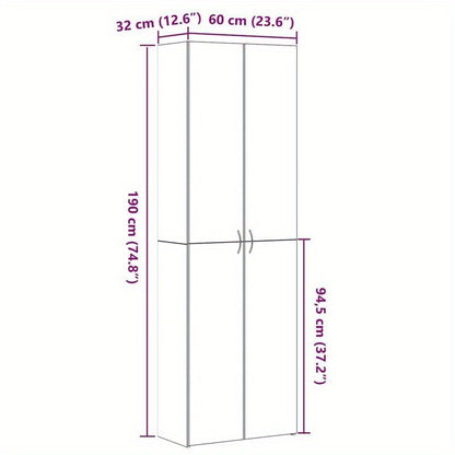 Opbergkast – Opbergmeubel – Kast – Opbergkast Voor Kantoor – Zwarte Eikenhout Composiet – 60x32x190 cm – Stijlvol En Ruim – Duurzaam En Verplaatsbaar