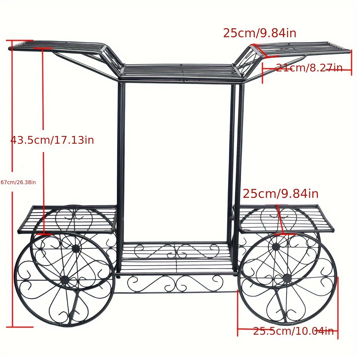 Pflanzenregal Metall – Blumenregal Balkon – Pflanzenhalter Wohnzimmer – Blumenständer Innen – Blumenwagen Outdoor – 6 Ablagen Metalen Frame – Roestbestendig En Mobiel