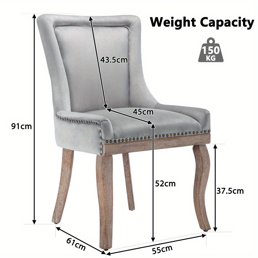 Eetkamerstoelen – Stoelen – Dining Stoelen – Velours Stoelen – Design Stoelen – Grijs – Fluwelen Bekleding – Houten Poten