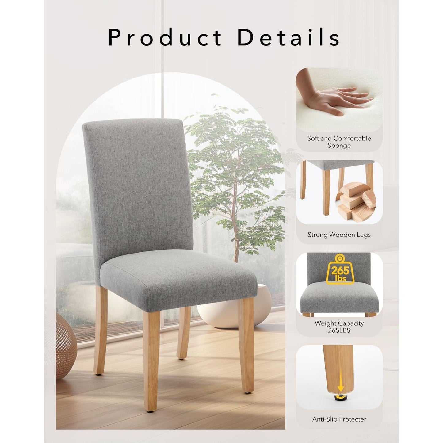 Eetkamerstoelen – Stoelen – Design Stoelen – Kuipstoelen – Bureaustoelen – Set Van 2 – Ergonomische Gebogen Rugleuning – Hardhouten Poten 120kg Draagkracht