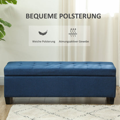 Opbergbank – Opbergbank – Zitbank – Halbank – Ottoman – Blauw – Button Tufting Design – Ruime Opbergruimte 125 cm