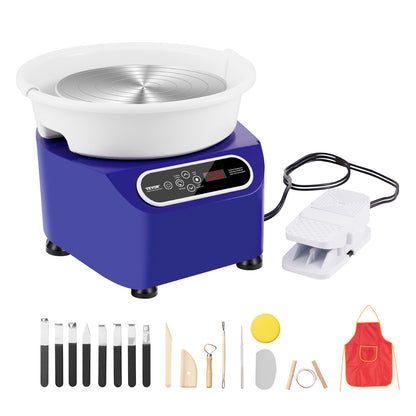 Pottenbakkersschijf – Draaischijf – Boetseerschijf – Keramiek Wiel – Pottenbakken Schijf – 350W Motor – Voetpedaal & Touchscreen – Blauw – Aluminiumlegering