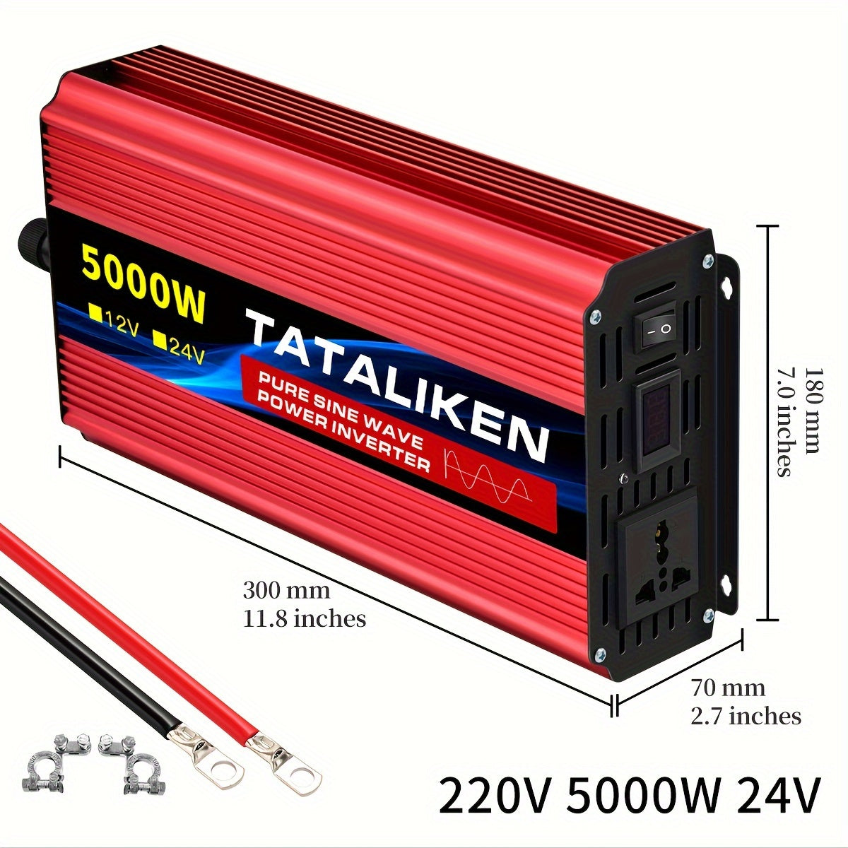 Power Inverter 12V naar 220V – Spanningsomvormer – Omvormer – DC-AC Converter – 5000W Vermogen – 2 Stopcontacten – LCD Display – Robuuste Metalen Behuizing