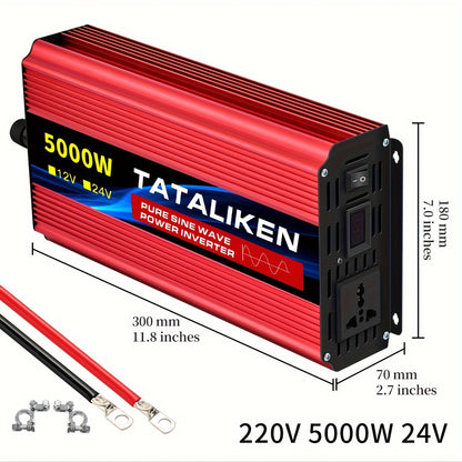Power Inverter 12V naar 220V – Spanningsomvormer – Omvormer – DC-AC Converter – 5000W Vermogen – 2 Stopcontacten – LCD Display – Robuuste Metalen Behuizing