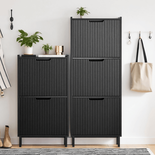 Schoenenkast – Schoenenrek – Schoenenopberger – Schoenenplank – Schoenenkastje – Compact 50x19x130 cm – MDF en Stalen Poten