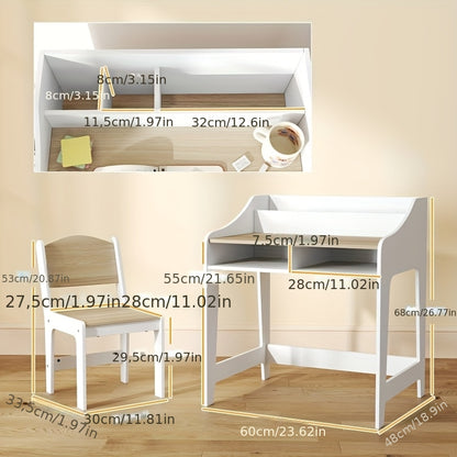 Bureau Set – Bureautafel – Werkplek – Bureaustoel – Bureau Meubel – Modern Wit – Duurzaam Niet-Hout – Compact Ruimtebesparend