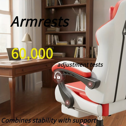 Gamingstoel – Gamestoel – Gaming Chair – Bureaustoel – Game Stoel – Met Massage Lendensteun – Verstelbare Rugleuning & Hoogte – Memory Foam – Zwart/Rood