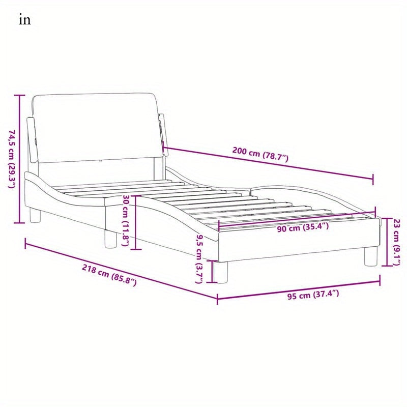 Bedframe – Houten Bed – Eenpersoonsbed – Platformbed – Gestoffeerd Bed – Donkergrijs Fluweel – Hoogwaardige Houtconstructie – Afmeting 90x200 cm