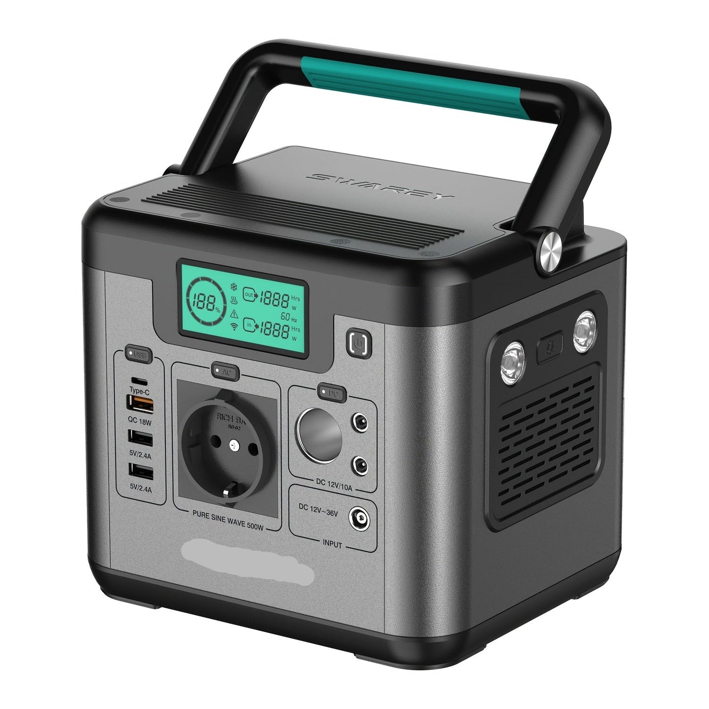 Draagbare Powerstation – Mobiele Stroomvoorziening – Noodstroom – Camping Batterij – Compact – 518 Wh Capaciteit – 500W AC-uitgang
