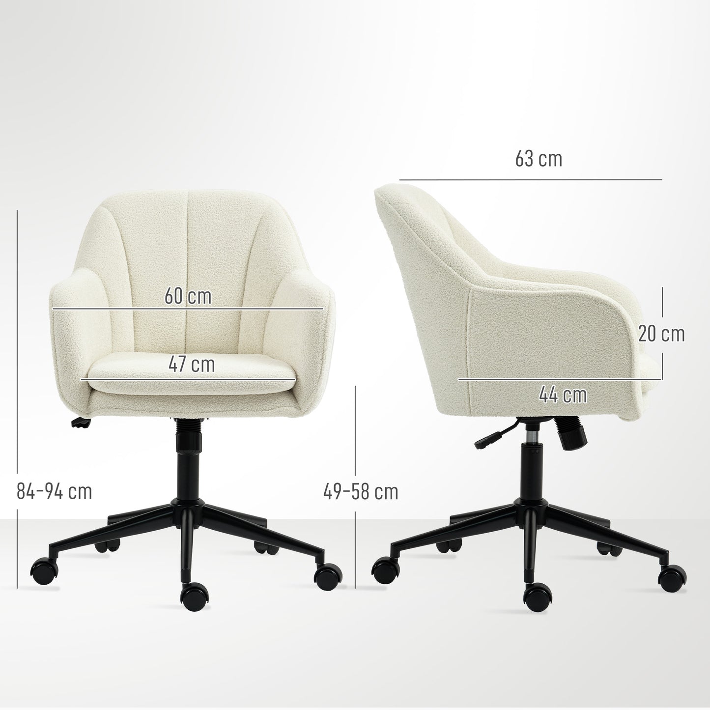 Bureaustoel – Office Chair – Make-up Stoel – Werkstoel – Velvet Stoel – Beige – Ergonomische Gebogen Rugleuning – Zachte Velvetachtige Stof