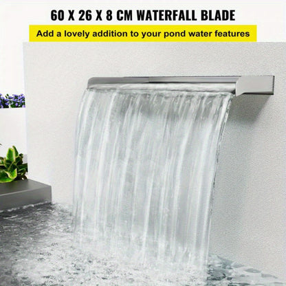 Watervalmond – Tuinwaterval – Vijverwaterval – Buitenfontein – Waterpartij – Roestvrij Staal – 60 cm Breed – Werkt Zonder Elektriciteit