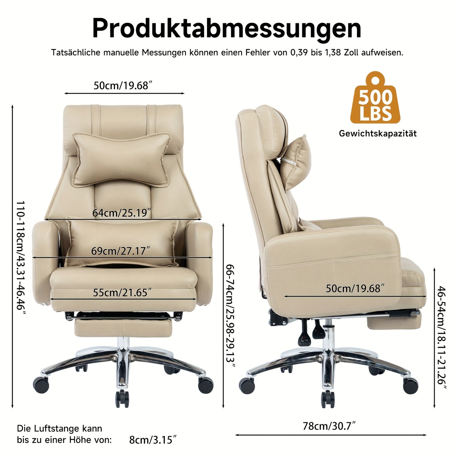 Ergonomische Relaxstoel – Draaistoel – Gamingstoel – Bureaustoel – Loungestoel – Grijs – 155° Verstelbare Rugleuning – Met Lenden- en Hoofdsteun