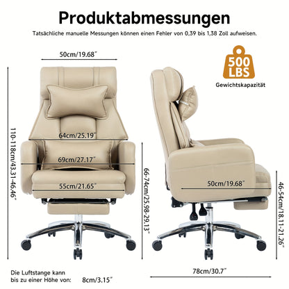Ergonomische Relaxstoel – Draaistoel – Gamingstoel – Bureaustoel – Loungestoel – Grijs – 155° Verstelbare Rugleuning – Met Lenden- en Hoofdsteun