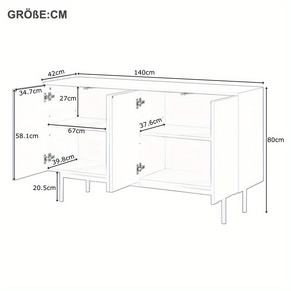 Wit Dressoir – Witte Kast – Opbergkast – Buffetkast – Sideboard – Modern Minimalistisch Design – MDF Duurzaam – 4 Deuren Boogpatroon